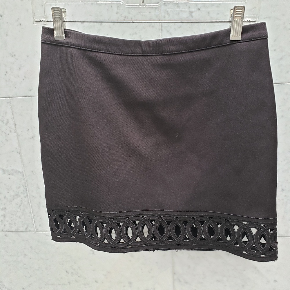 Black Mini Skirt with circle cutouts Size M